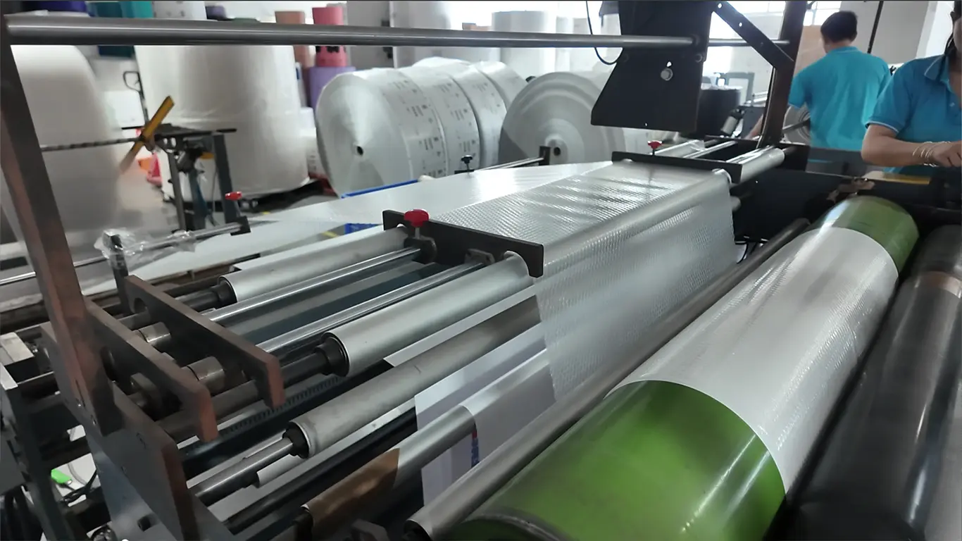 Bubble material processing on production equipment